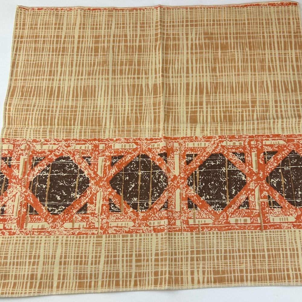 Vintage Cloth Napkins Brown & Orange Retro Colors and Pattern Set of 4